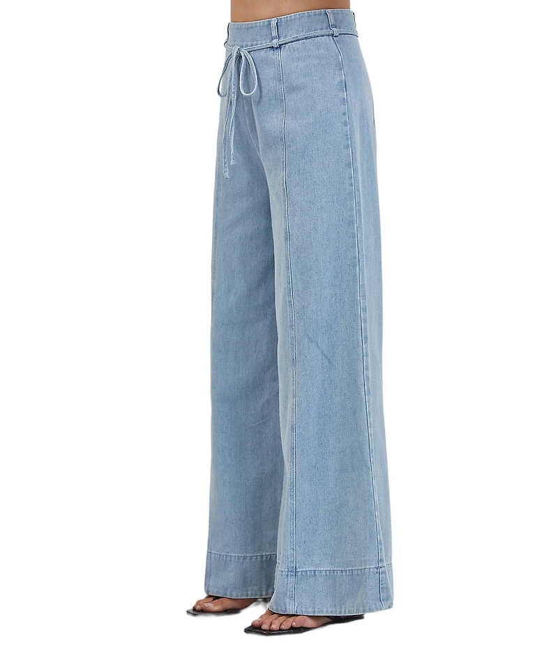 A.Ren Sainte Coordinating Denim Wide Leg Flared Back Zip Pants