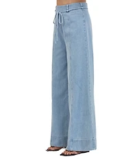A.Ren Sainte Coordinating Denim Wide Leg Flared Back Zip Pants