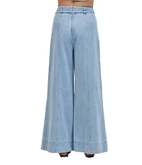 A.Ren Sainte Coordinating Denim Wide Leg Flared Back Zip Pants