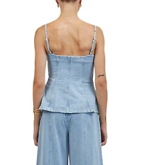 A.Ren Sainte Square Neck Sleeveless Button Front Coordinating Denim Top