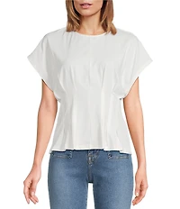 A.Ren Sarlat Round Neck Short Sleeve Jersey Knit Flare Top