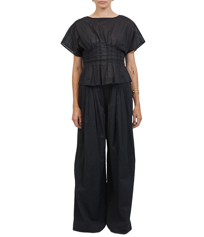 A.Ren Simone Wide Leg Pull-On Coordinating Linen Pants
