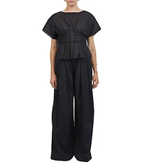A.Ren Simone Wide Leg Pull-On Coordinating Linen Pants