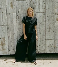 A.Ren Simone Wide Leg Pull-On Coordinating Linen Pants