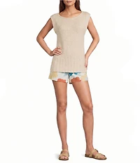 A.Ren Whitney Round Neck Sleeveless Sweater Knit Top