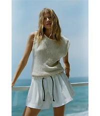 A.Ren Whitney Round Neck Sleeveless Sweater Knit Top