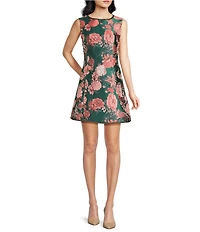 Abbey Glass Avery Jacquard Crew Neckline Sleeveless Mini Dress