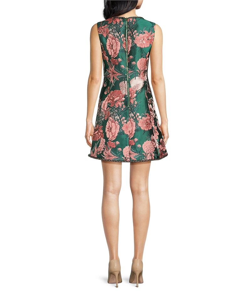 Abbey Glass Avery Jacquard Crew Neckline Sleeveless Mini Dress