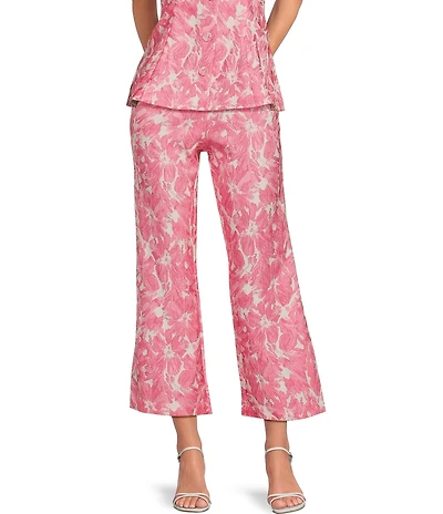 Abbey Glass Blair Coordinating Cropped Flare Hem Jacquard Pants
