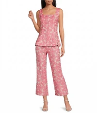 Abbey Glass Blair Coordinating Cropped Flare Hem Jacquard Pants