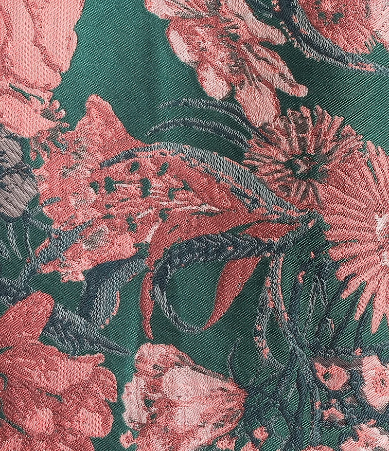 Abbey Glass Bronwyn Jacquard Ruffle Crew Neckline 3/4 Sleeve Shift Maxi Dress