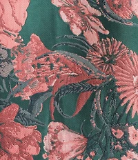 Abbey Glass Bronwyn Jacquard Ruffle Crew Neckline 3/4 Sleeve Shift Maxi Dress