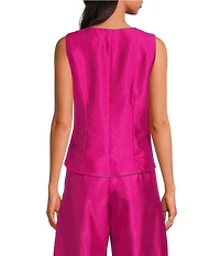 Abbey Glass Callie Round Neckline Button Front Coordinating Sleeveless Top