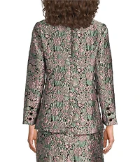 Abbey Glass Calvin Floral Jacquard Notch Lapel Long Sleeve Button Front Double Breasted Coordinating Blazer