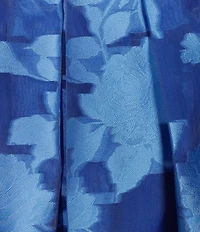 Abbey Glass Ceceilia Organza Floral Print Collared Neckline 3/4 Button Cuff Sleeve A-Line Gown