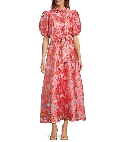 Abbey Glass Charlotte Floral Print Short Sleeve V-Neck Fit and Flare Dress