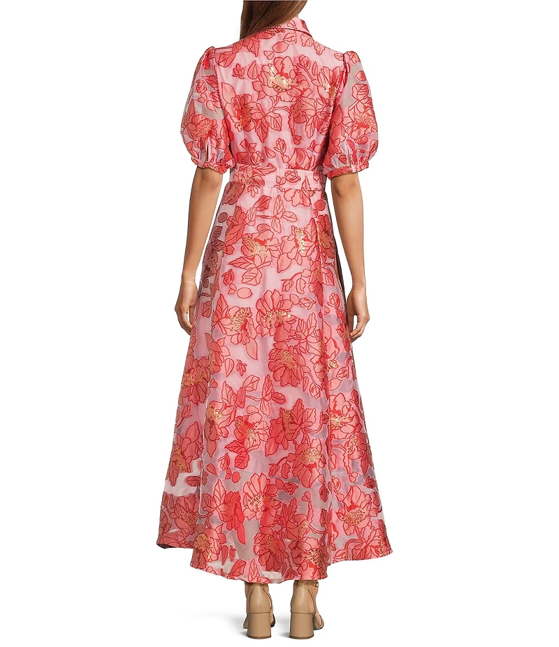 Abbey Glass Charlotte Floral Print Short Sleeve V-Neck Fit and Flare Dress