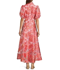 Abbey Glass Charlotte Floral Print Short Sleeve V-Neck Fit and Flare Dress