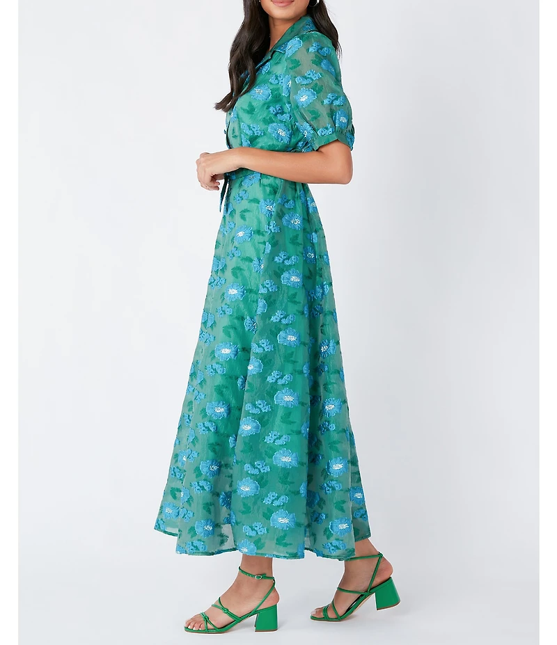 Abbey Glass Charlotte Floral Print Short Sleeve V-Neck Fit and Flare Dress