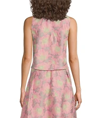 Abbey Glass Coordinating Ava Jacquard Scoop Neck Sleeveless Cropped Top