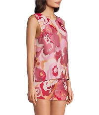 Abbey Glass Coordinating Zoe Retro Jacquard Crew Neck Sleeveless Top