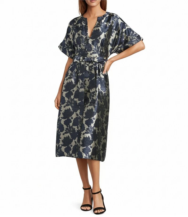 Abbey Glass Evelyn Floral Jacquard Midi Dress