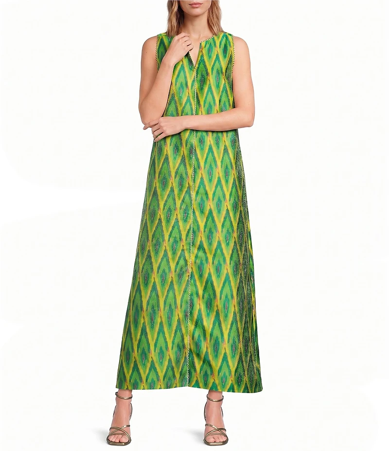 Abbey Glass Hannah Jewel Neckline Chevron Jacquard Shift Dress