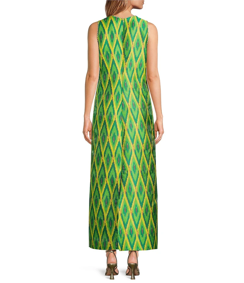 Abbey Glass Hannah Jewel Neckline Chevron Jacquard Shift Dress