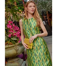 Abbey Glass Hannah Jewel Neckline Chevron Jacquard Shift Dress
