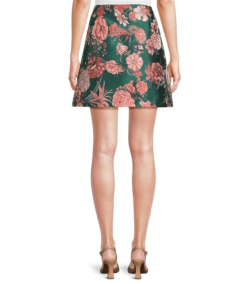 Abbey Glass Jessica Floral Jacquard A-Line Mini Skirt