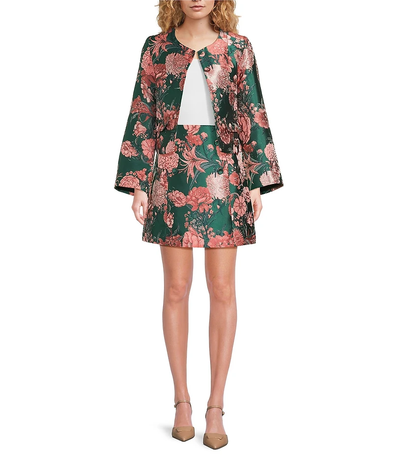 Abbey Glass Jessica Floral Jacquard A-Line Mini Skirt
