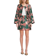 Abbey Glass Jessica Floral Jacquard A-Line Mini Skirt