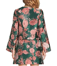 Abbey Glass Kennedy Coordinating Floral Jacquard Bell Sleeve Cropped Jacket