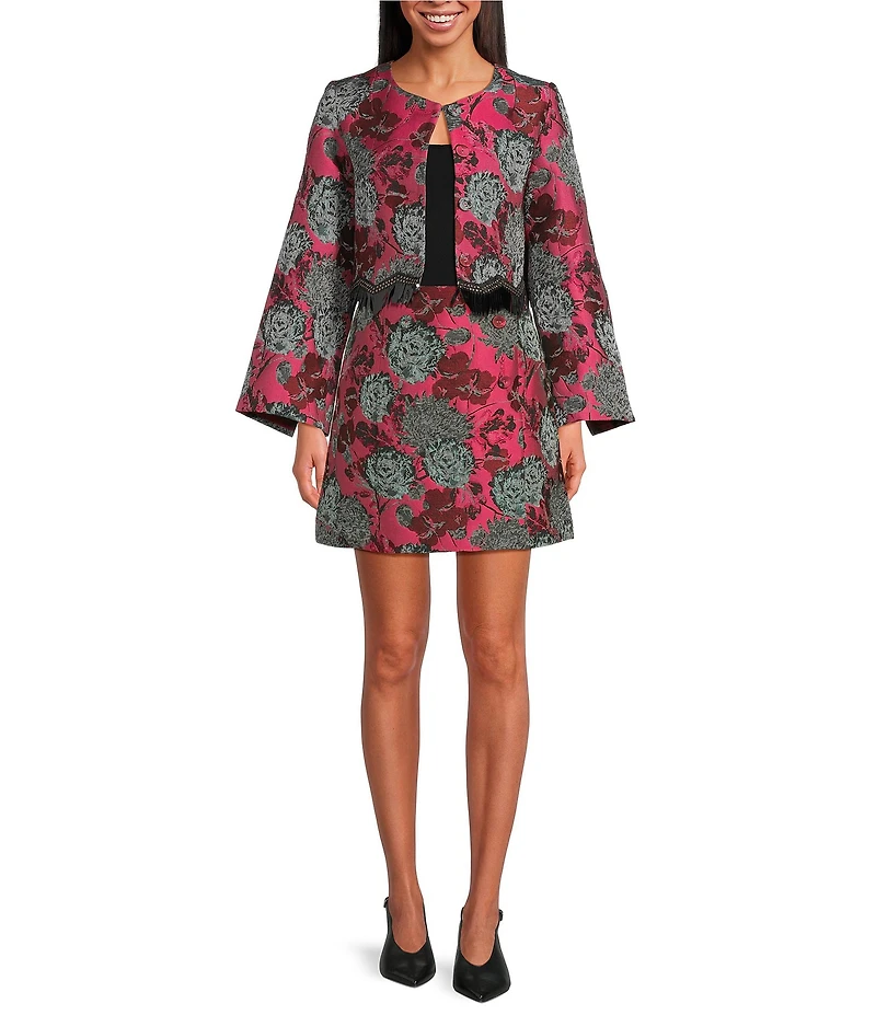 Abbey Glass Kennedy Floral Print Cropped Jacket