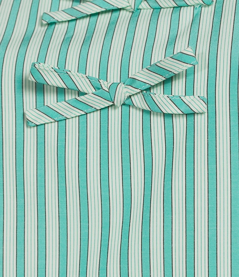 Abbey Glass Marty Stripe Print Crew Neckline Short Puff Sleeve Poplin Mini Shift Dress