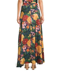 Abbey Glass Savannah Coordinating Satin Mid Rise Hi Lo Maxi Skirt