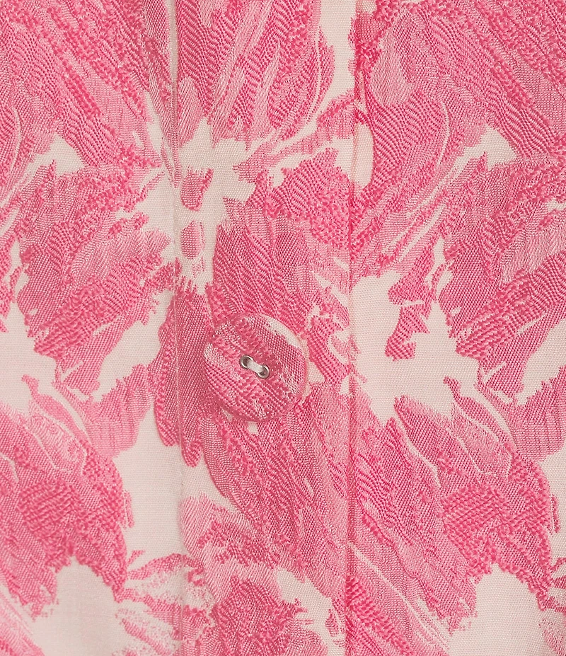 Abbey Glass Sloane Jacquard Peplum Square Neckline Sleeveless Blouse