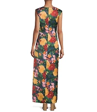 Abbey Glass Stefanie Floral Sleeveless Boat Neck Maxi Dress