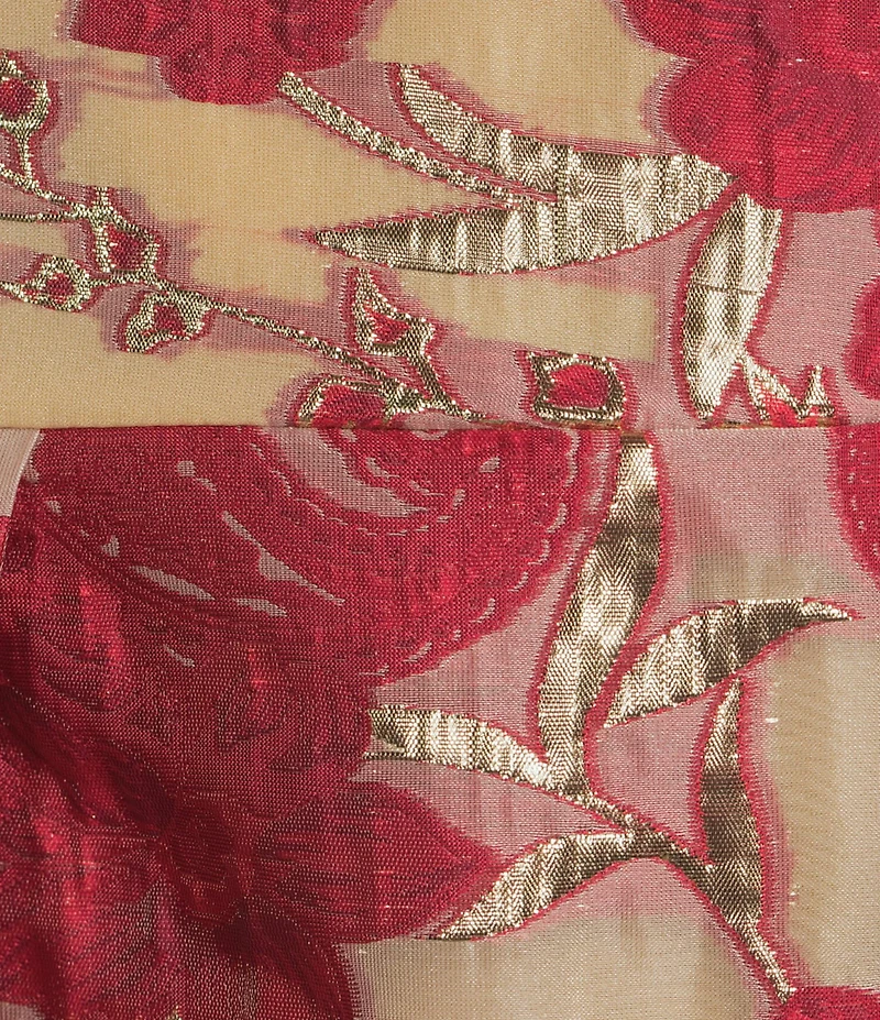 Abbey Glass Victoria Petal Organza Square Neck Sleeveless Pleated Metallic Midi Dress