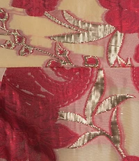 Abbey Glass Victoria Petal Organza Square Neck Sleeveless Pleated Metallic Midi Dress