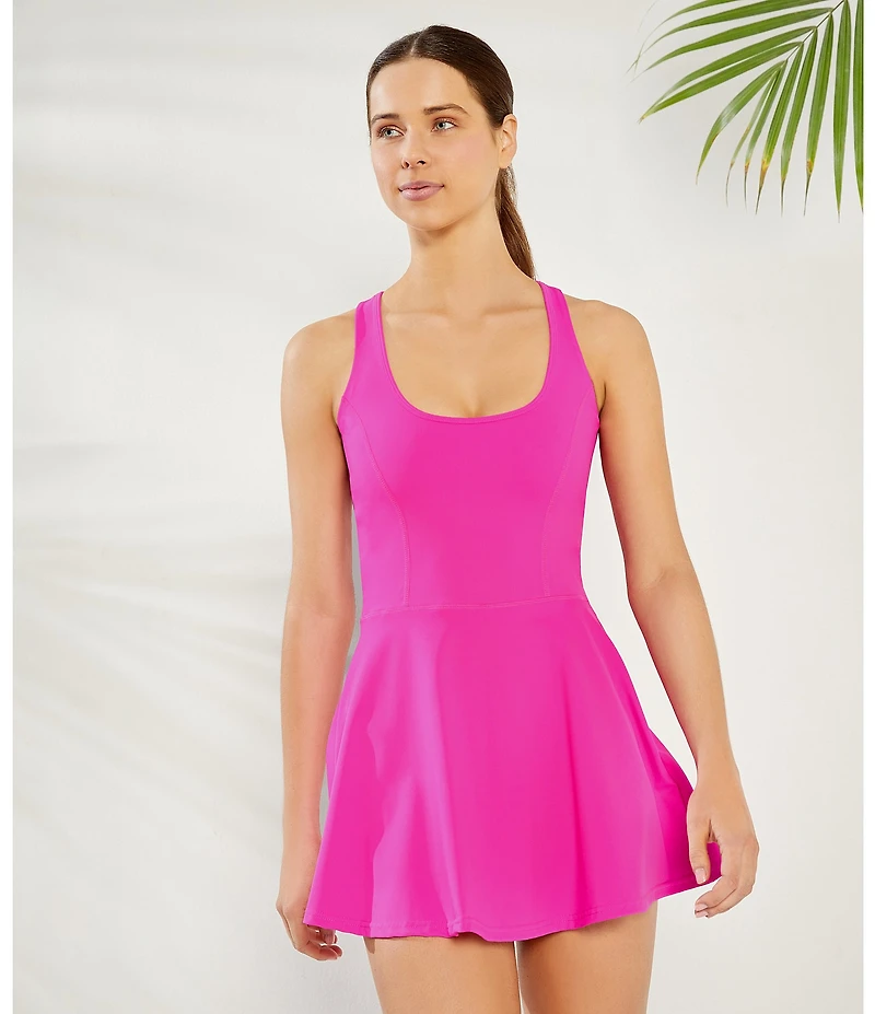 Active Seamed Bodice Pull-On Mini Tennis Dress