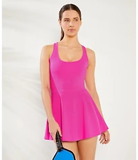 Active Seamed Bodice Pull-On Mini Tennis Dress