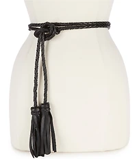 ADA Fringe Soga Leather Braided Wrap Belt
