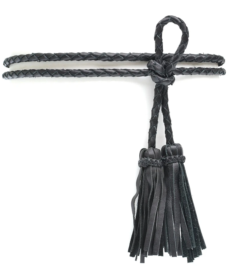 ADA Fringe Soga Leather Braided Wrap Belt