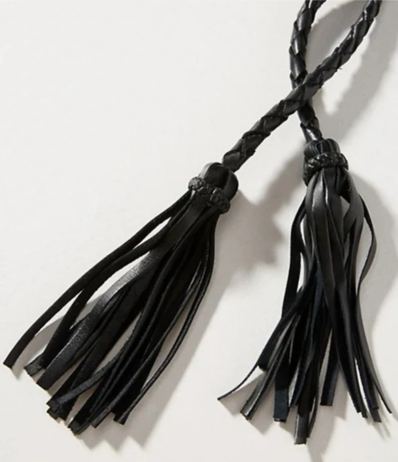 ADA Fringe Soga Leather Braided Wrap Belt
