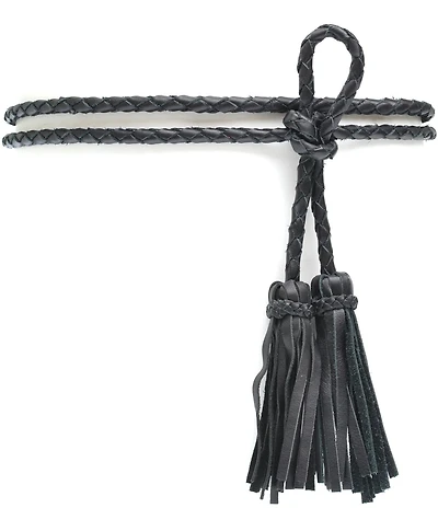 ADA Fringe Soga Leather Braided Tassel Wrap Belt
