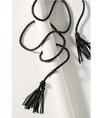 ADA Fringe Soga Leather Braided Tassel Wrap Belt