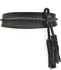ADA Lucky Leather Braided Tassel Wide Wrap Belt