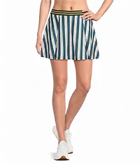 Addison Bay Breakpoint Stripe Printed Box Pleated Mini Skort