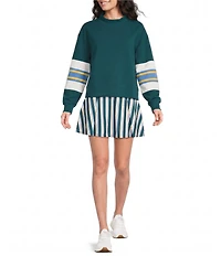 Addison Bay Breakpoint Stripe Printed Box Pleated Mini Skort